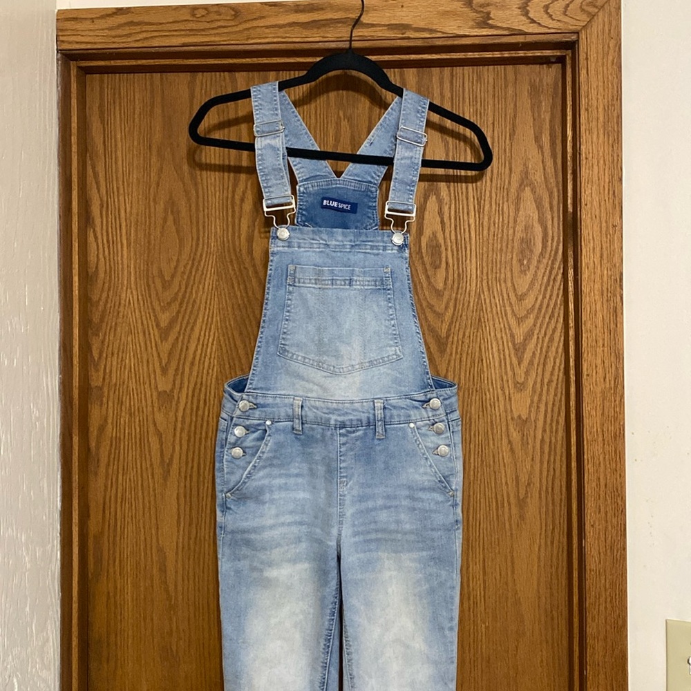 Blue Spice Full Length Light Wash Overalls